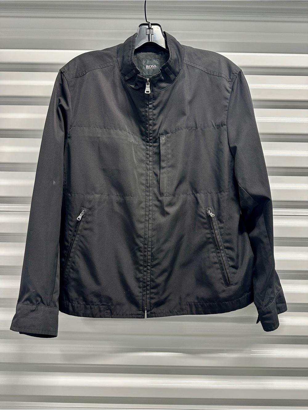 BOSS Hugo Boss Men's Black Lightweight Nylon Zip-Up Jacket size small